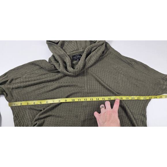 Lucky Brand thermal Cowl Neck Waffle Knit Sweater Olive Color High-Low XL boho - Picture 6 of 6